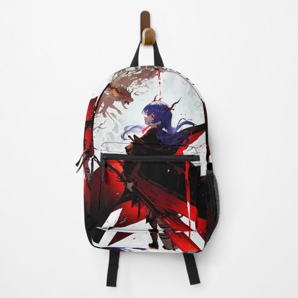 Item preview, Chen Prelude Ch’En Arknights Girl Facing Dragon In Red And Black Fantasy designed and sold by thedarvills.