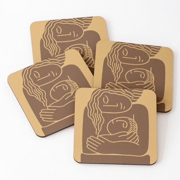 Item preview, Mother and Child Minimalist Yellow Line Art designed and sold by ArtelPrintsUA.