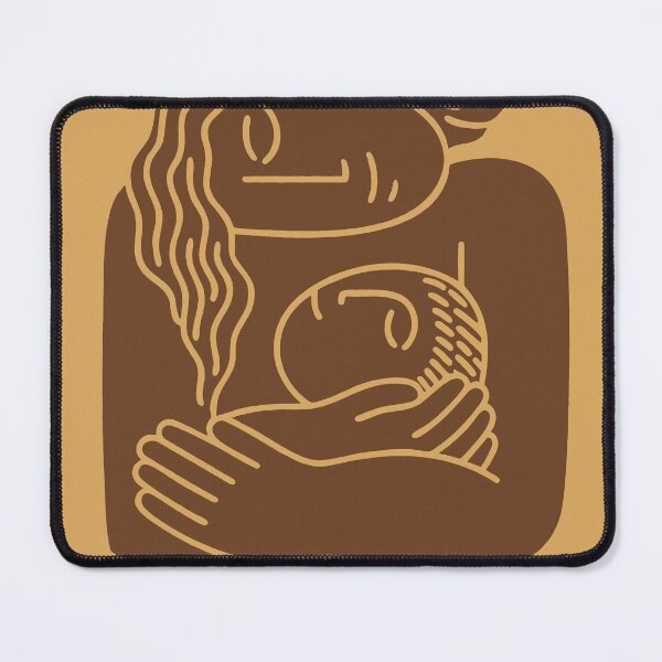 Item preview, Mother and Child Minimalist Yellow Line Art designed and sold by ArtelPrintsUA.