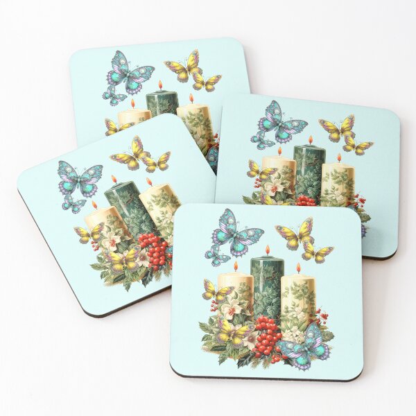 Item preview, Christmas candles with fantasy butterflies designed and sold by LoneAngel.