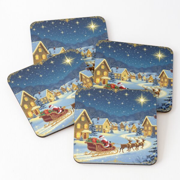 Item preview, Santa's Sleigh in winter splendor – festive village, golden stars & Klimt vibes full of magic designed and sold by FotoworldEdel.
