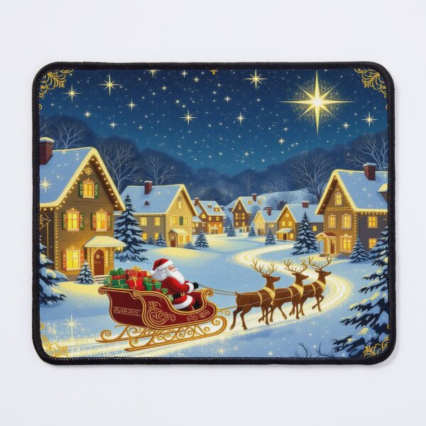 Item preview, Santa's Sleigh in winter splendor – festive village, golden stars & Klimt vibes full of magic designed and sold by FotoworldEdel.