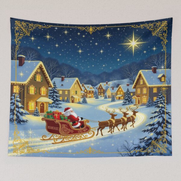 Item preview, Santa's Sleigh in winter splendor – festive village, golden stars & Klimt vibes full of magic designed and sold by FotoworldEdel.