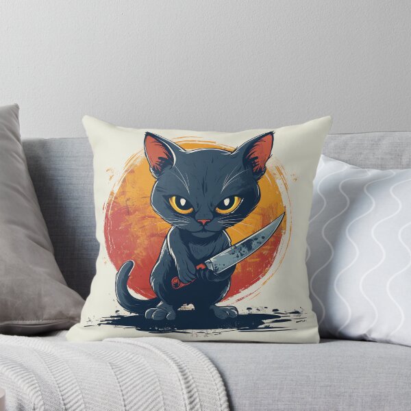 Item preview, Cute Murderous Cat Tee - Funny Knife Cat Graphic designed and sold by Sickpipe.