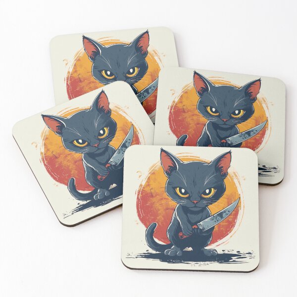 Item preview, Cute Murderous Cat Tee - Funny Knife Cat Graphic designed and sold by Sickpipe.