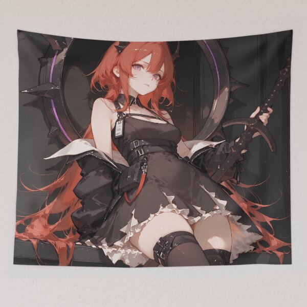 Item preview, Prelude Surtr Arknights Gothic Warrior Black Outfit Anime Girl designed and sold by thedarvills.