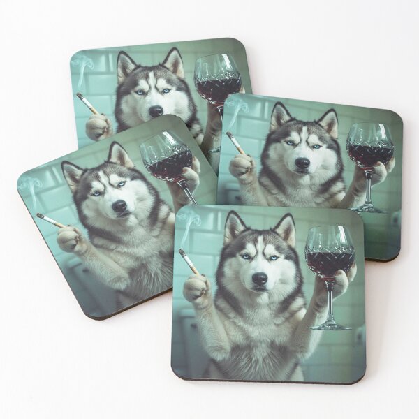 Item preview, Classy Siberian Husky Drinking Wine On Toilet designed and sold by vk09.