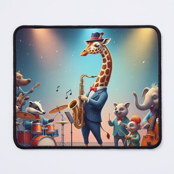 Item preview, Une scène surréaliste d'un groupe de jazz animalier : une girafe jouant du saxophone designed and sold by thechoice1.