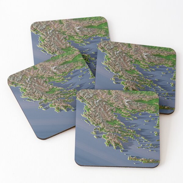 Item preview, Greece - Detailed Topographic 3D Render Aerial View of the Hellenic Peninsula designed and sold by Keltoi-art.