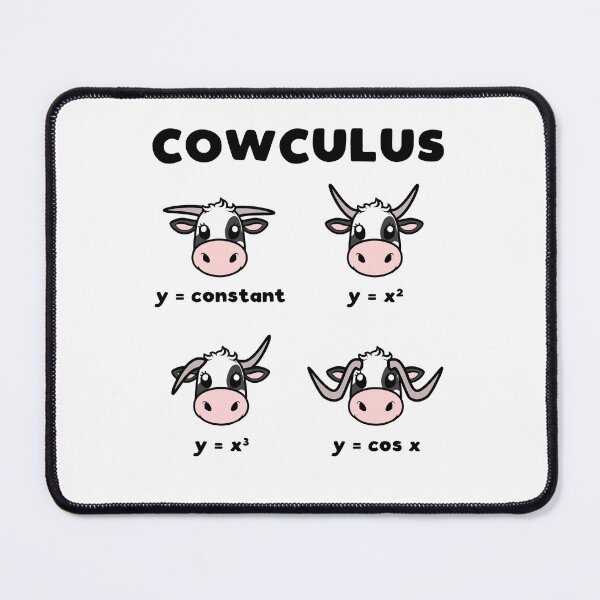 Item preview, Funny Nerdy Cowculus Constant Quadratic Cubic Cosine Cows Calculus Teacher Black Text designed and sold by MathWare MathClips.