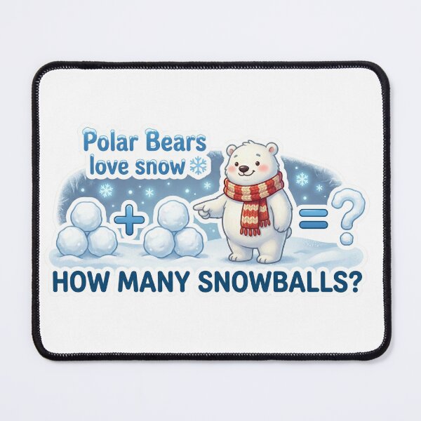 Item preview, Cute Polar Bear Math Snowballs – Christmas Educational Sticker for Kids 4-7 designed and sold by MiracleDroplet.