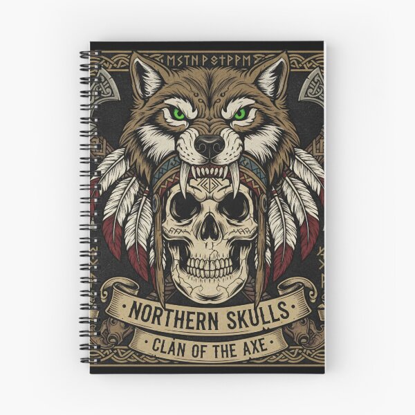Item preview, Northern Skulls Clan of the Axe - Viking Wolf Warrior Skull Art designed and sold by AwesomeBeyondLimits.
