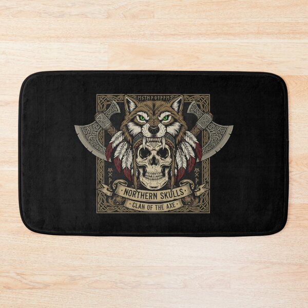 Item preview, Northern Skulls Clan of the Axe - Viking Wolf Warrior Skull Art designed and sold by AwesomeBeyondLimits.