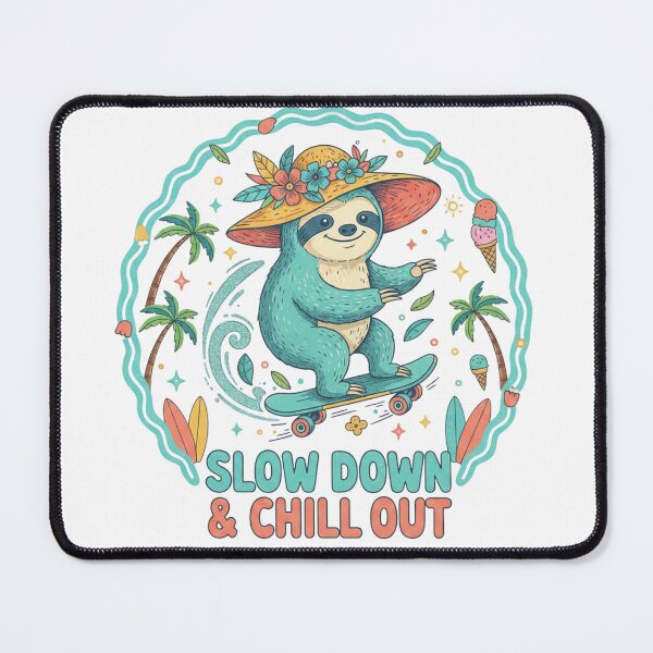Item preview, Slow Down & Chill Out Sloth Skateboarding designed and sold by Erbearen.
