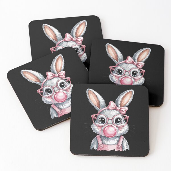 Item preview, Cute Bunny with Glasses, Adorable Bubble Gum Bunny  designed and sold by MinaReinger.