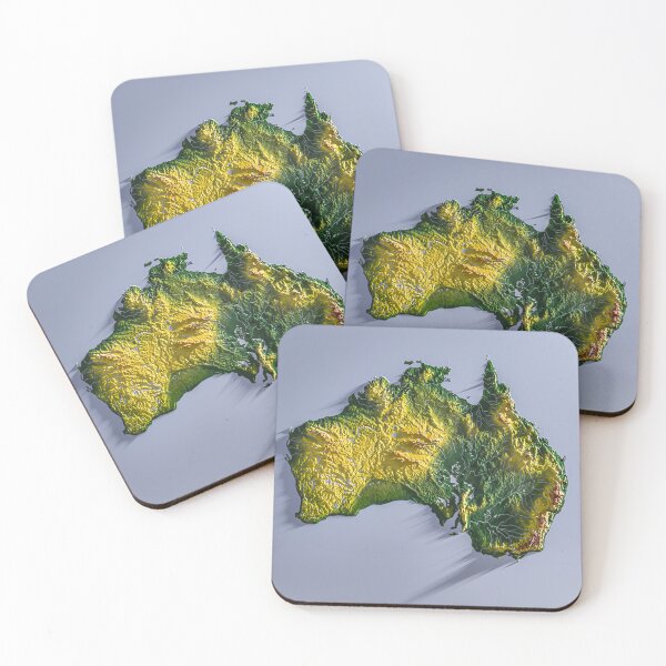 Item preview, Australia - Realistic Topographic 3D Render Outback/Coastal Contrasts designed and sold by Keltoi-art.