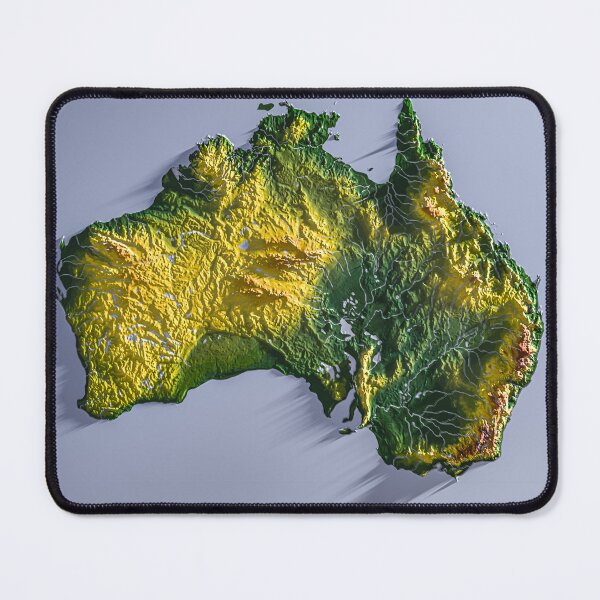 Item preview, Australia - Realistic Topographic 3D Render Outback/Coastal Contrasts designed and sold by Keltoi-art.