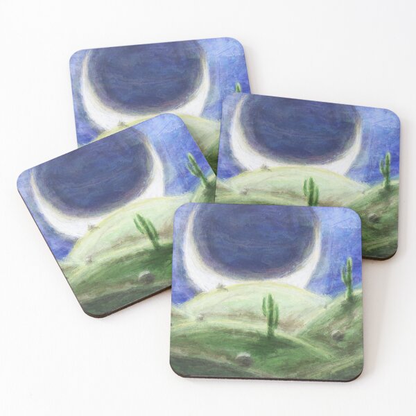 Item preview, Cactus by Moonlight - Textured Digital Painting Night Desert Landscape designed and sold by Keltoi-art.