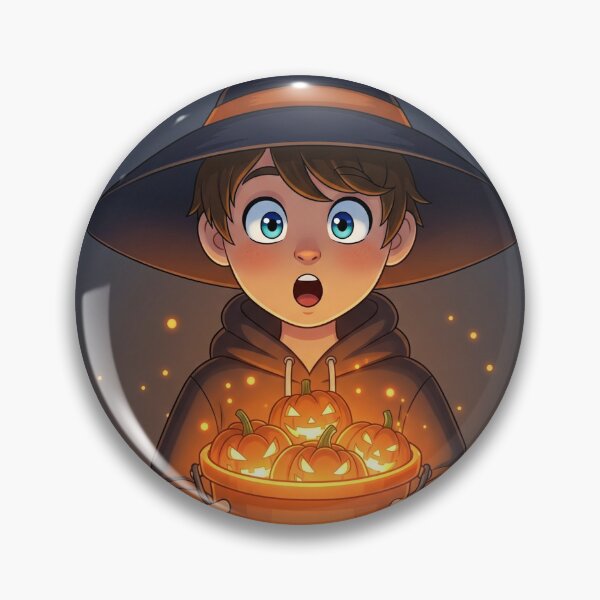 Item preview, Un enfant déguisé en sorcier portant un seau de citrouilles d'Halloween lumineuses (Enfant déguisé en sorcière) designed and sold by thechoice1.