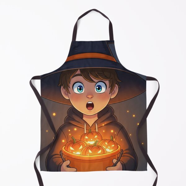 Item preview, Un enfant déguisé en sorcier portant un seau de citrouilles d'Halloween lumineuses (Enfant déguisé en sorcière) designed and sold by thechoice1.