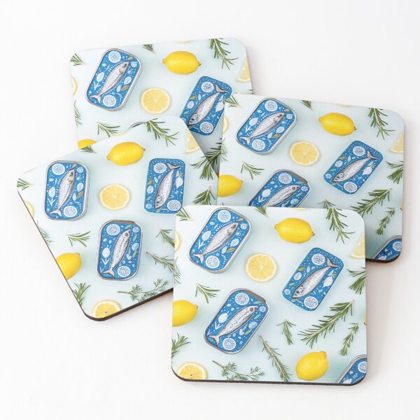 Item preview, Sardines And Lemons Mediterranean Summer Pattern designed and sold by DreamLeafCo.