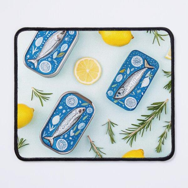 Item preview, Sardines And Lemons Mediterranean Summer Pattern designed and sold by DreamLeafCo.