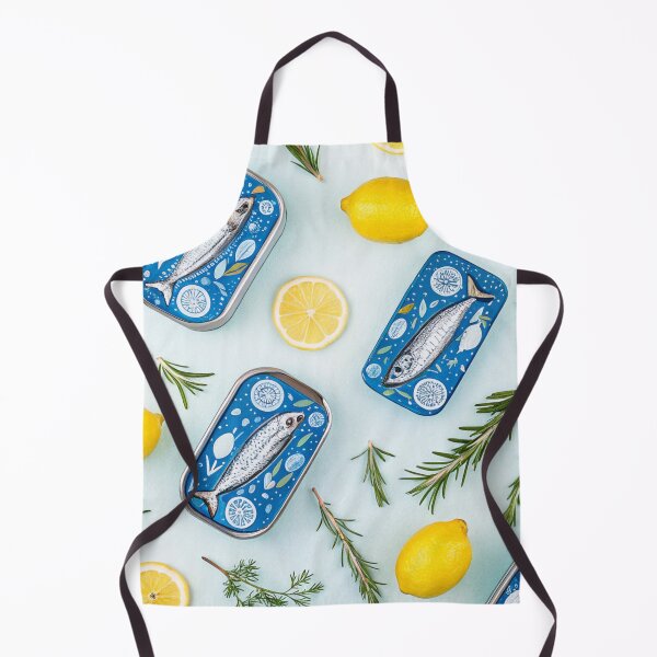 Item preview, Sardines And Lemons Mediterranean Summer Pattern designed and sold by DreamLeafCo.