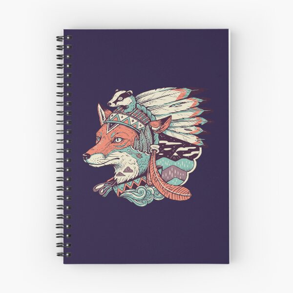 Item preview, Woodland Fox and Badger with Feathers - Tribal Nature Art designed and sold by AwesomeBeyondLimits.
