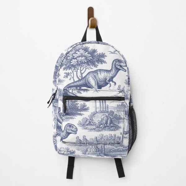 Item preview, Blue Toile De Jouy Dinosaurs Funny Pattern designed and sold by DreamLeafCo.