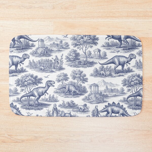 Item preview, Blue Toile De Jouy Dinosaurs Funny Pattern designed and sold by DreamLeafCo.