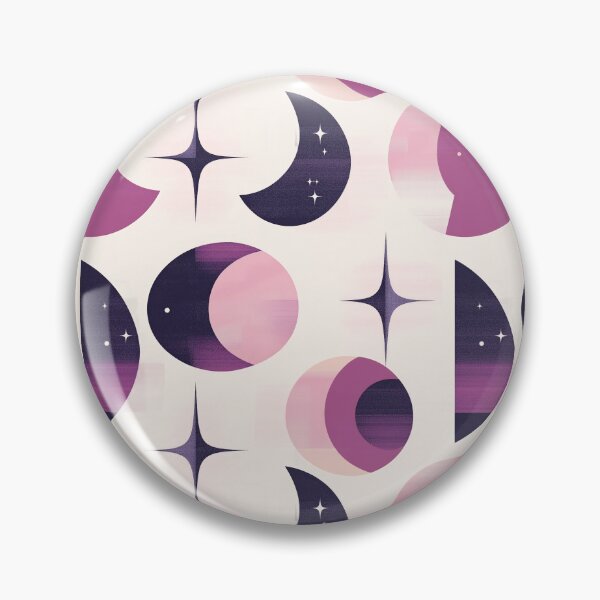 Item preview, Classic MCM Crescent Moons and Stars in Pink, Lavender & Navy – Stellar Secrets designed and sold by The Print Parlor.