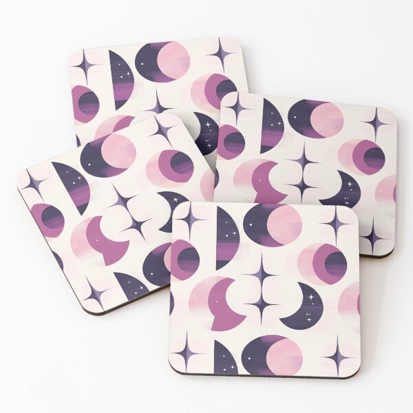 Item preview, Classic MCM Crescent Moons and Stars in Pink, Lavender & Navy – Stellar Secrets designed and sold by The Print Parlor.
