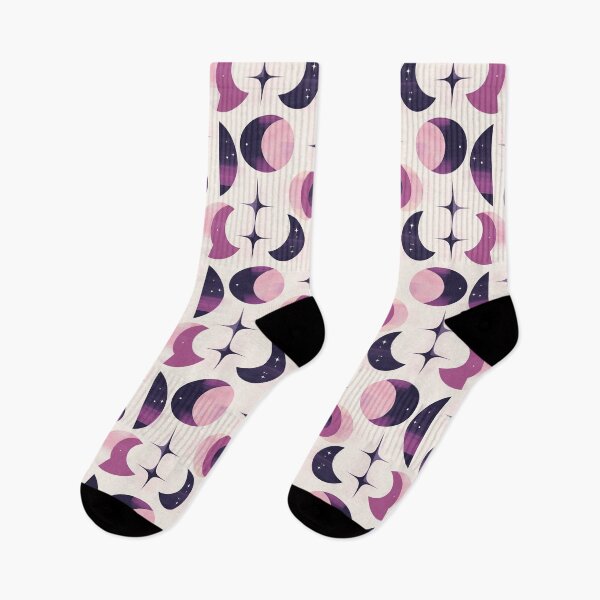 Item preview, Classic MCM Crescent Moons and Stars in Pink, Lavender & Navy – Stellar Secrets designed and sold by The Print Parlor.