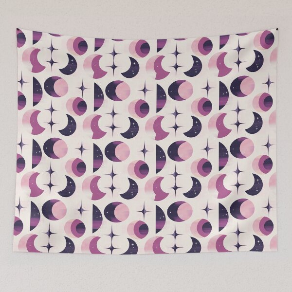 Item preview, Classic MCM Crescent Moons and Stars in Pink, Lavender & Navy – Stellar Secrets designed and sold by The Print Parlor.