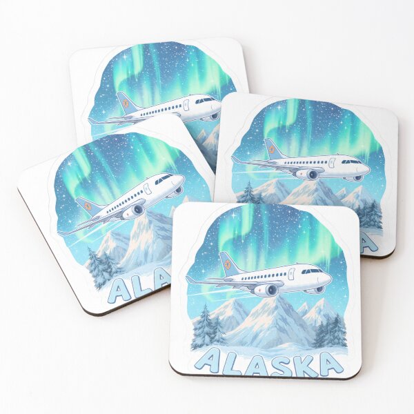 Item preview, Cute Alaska Cartoon Airplane Sticker | Northern Lights Travel Design designed and sold by Gscode.
