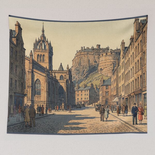 Item preview, The Royal Mile at Edinburgh Japanese Woodblock Print designed and sold by Takeda-art.