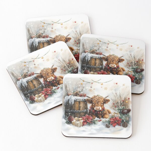 Item preview, Highland Cow Christmas Image designed and sold by PixelExpressStudio.