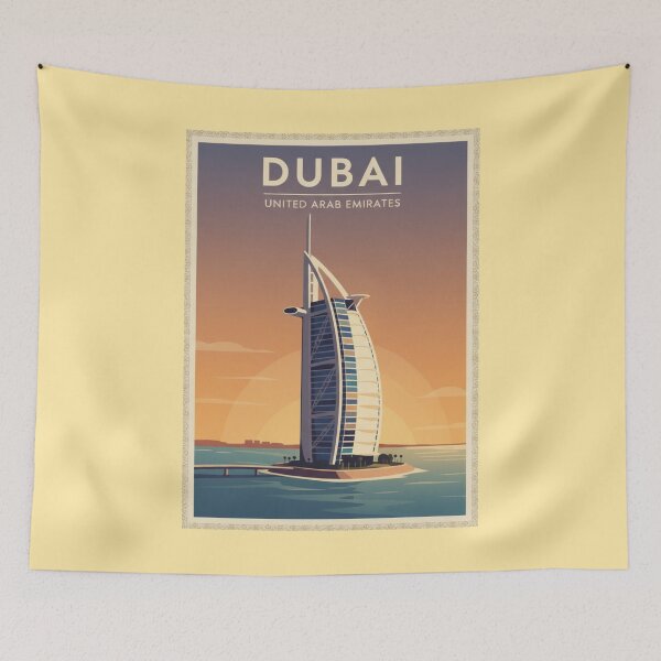 Item preview, Dubai Vintage Travel Art - Burj Al Arab Jumeirah - United Arab Emirates designed and sold by Wanderprintt.