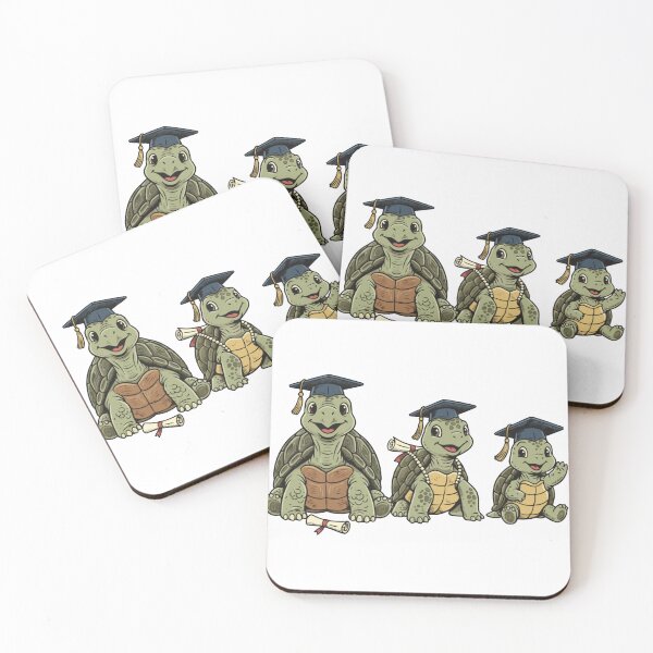 Item preview, Graduation Turtles – Cute Cartoon Tortoise Graduates Illustration designed and sold by Royalsticker.