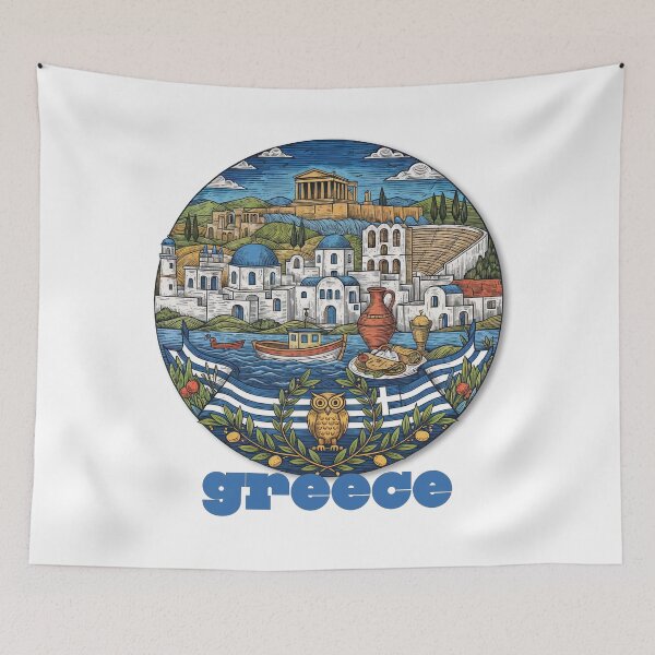 Item preview, Greece in Bloom – A Vibrant Tribute to Culture, Cuisine, and History designed and sold by ForeverPrintsOK.