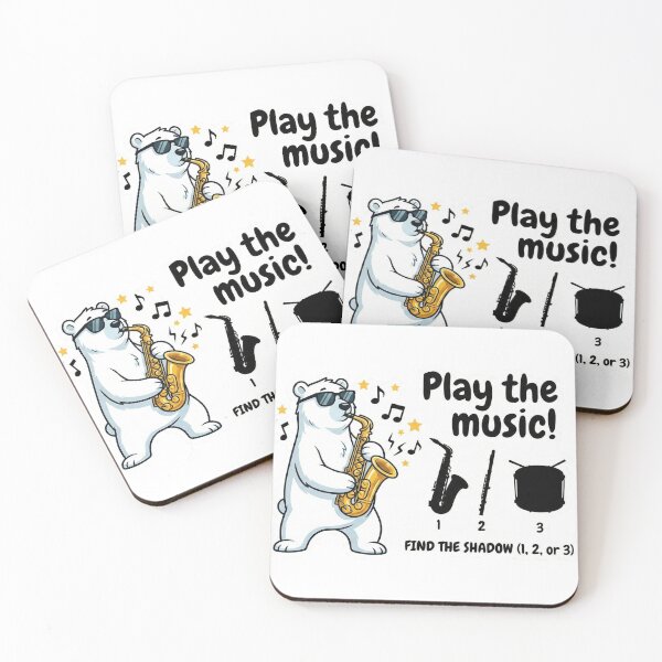 Item preview, Play the Music! Cool Polar Bear Find the Shadow – New Year Sticker Kids 4-8 designed and sold by MiracleDroplet.