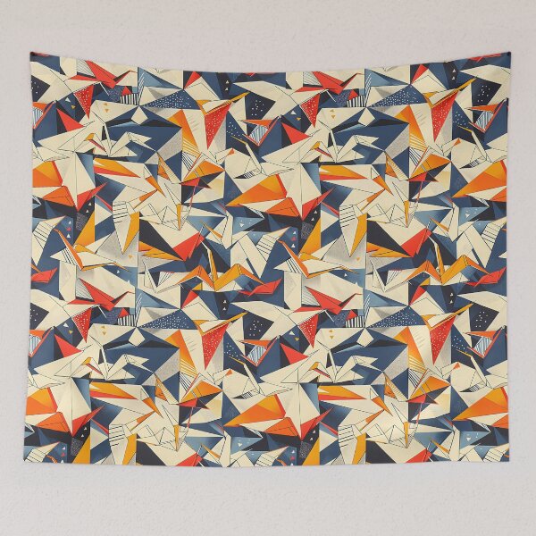 Item preview, Geometric Paper Cranes - Modern Japanese Origami Pattern designed and sold by KaitoJapanDesign.