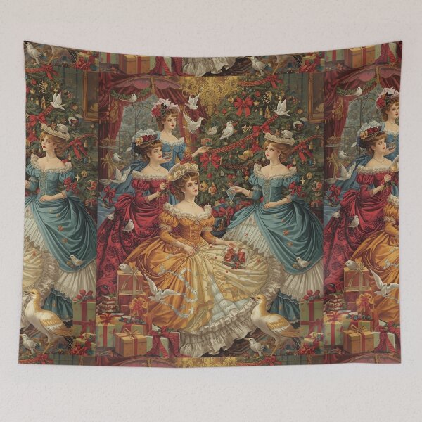 Item preview, Victorian Christmas Ball - Elegant Ladies in Gowns Holiday Art Print designed and sold by freackly.