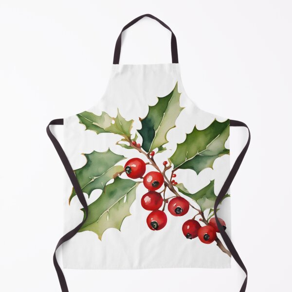 Item preview, Holly Watercolor Minimalist Florals Pattern Green Red ,Christmas Romantic Elegant Pattern designed and sold by KolorellaS.