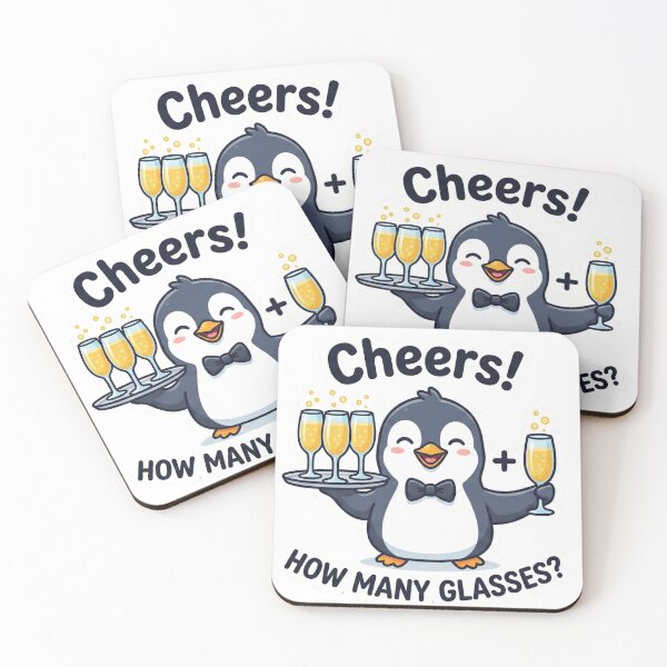 Item preview, Cheers! Penguin Waiter – How Many Glasses New Year Sticker for Kids 4-8 designed and sold by MiracleDroplet.