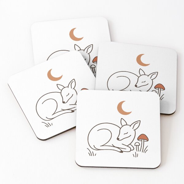 Artikelvorschau, Minimal Sleeping Deer Under Crescent Moon entworfen und verkauft von Furr-n-Purr.