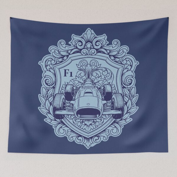 Item preview, Ornate Blue F1 Classic Racer Shield Emblem designed and sold by KiwiRider.