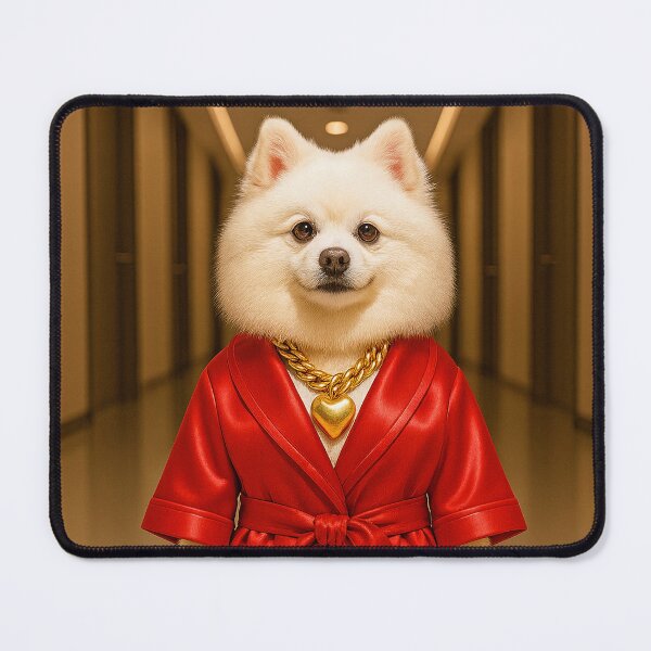 Item preview, Luxury Red Robe Pup – The Must-Have Dog Fashion Artwork designed and sold by Sim shin.