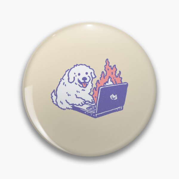 Item preview, Fire Laptop Dog, playful pastel illustration designed and sold by Magnificent Lizard.