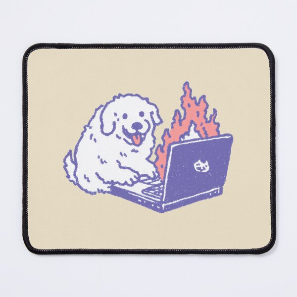 Item preview, Fire Laptop Dog, playful pastel illustration designed and sold by Magnificent Lizard.